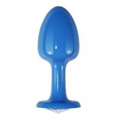Голубая анальная пробка с белым кристаллом