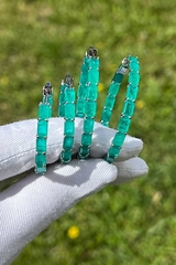 20968- Серьги-конго из серебра с вставками из кварца, цвет параиба