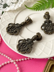 Ручка для шкатулки, бронзовая, округлая ажурная, металлическая, 3,3*5,5 см, набор 4 шт.