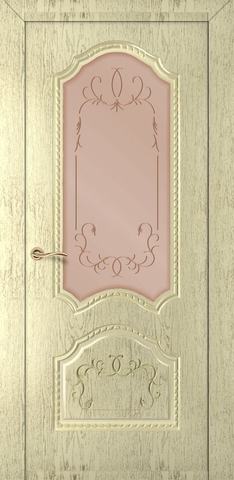 Дверь Румакс Премиум ДО, стекло сатинат бронза гравировка, цвет слоновая кость , остекленная