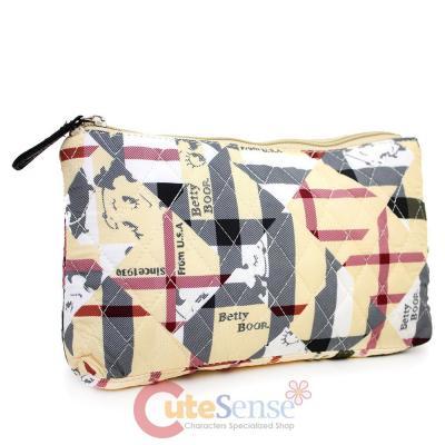 Betty Boop Quilted Duffle Travel Bag Diaper Gym Bag - Brown Chec