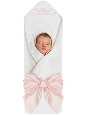 Плед-конверт с вышивкой и розовым бантом АТЛАС "Королевский"