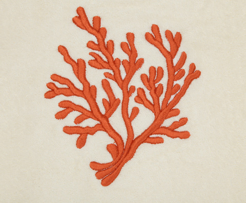 Полотенце 110х150 Old Florence Corallo с коралловой вышивкой бежевое