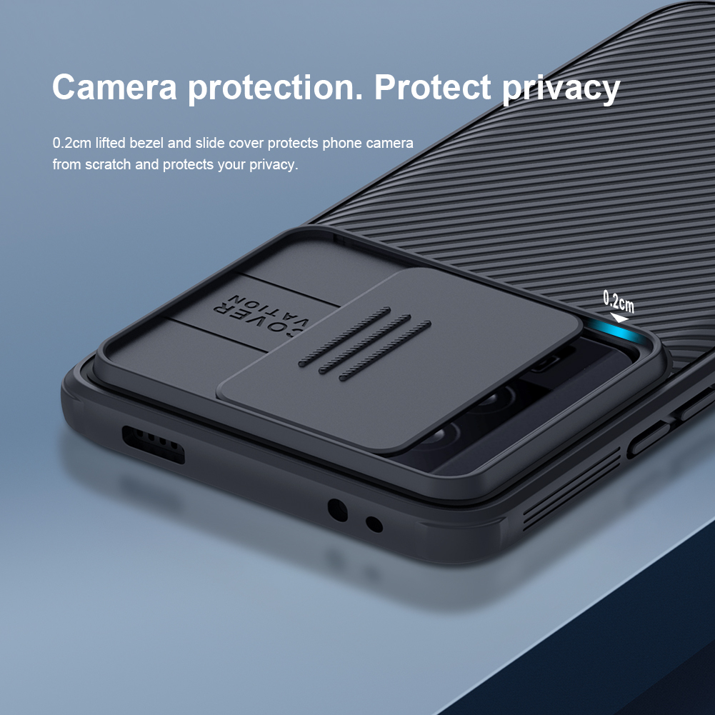 Противоударный чехол бампер Nillkin CamShield Pro (шторка на камеру) для Xiaomi Poco F5 Pro / Redmi K60 / Redmi K60 Pro Black (Черный)