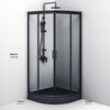 Am.Pm W90G-401-090BT Душевое ограждение Gem 1/4 Rond 90x90 стекло прозрачное, профиль черный матовый, без