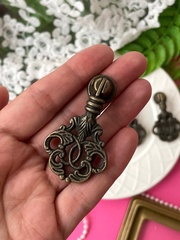 Ручка для шкатулки, бронзовая, округлая ажурная, металлическая, 3,3*5,5 см, набор 4 шт.