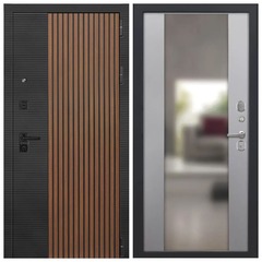 Купить Входная дверь L 48 - Алиса ПВХ софт грей с зеркалом