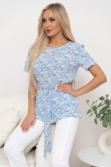 Блузка Элиза (белый/голубой) Б11-253/4 Nikol