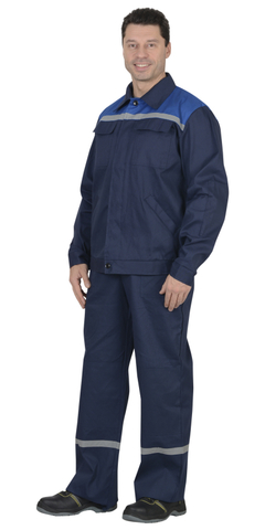 Костюм  куртка, п/комб. тёмно-синий с васильковым и СОП (100 % хлопок)