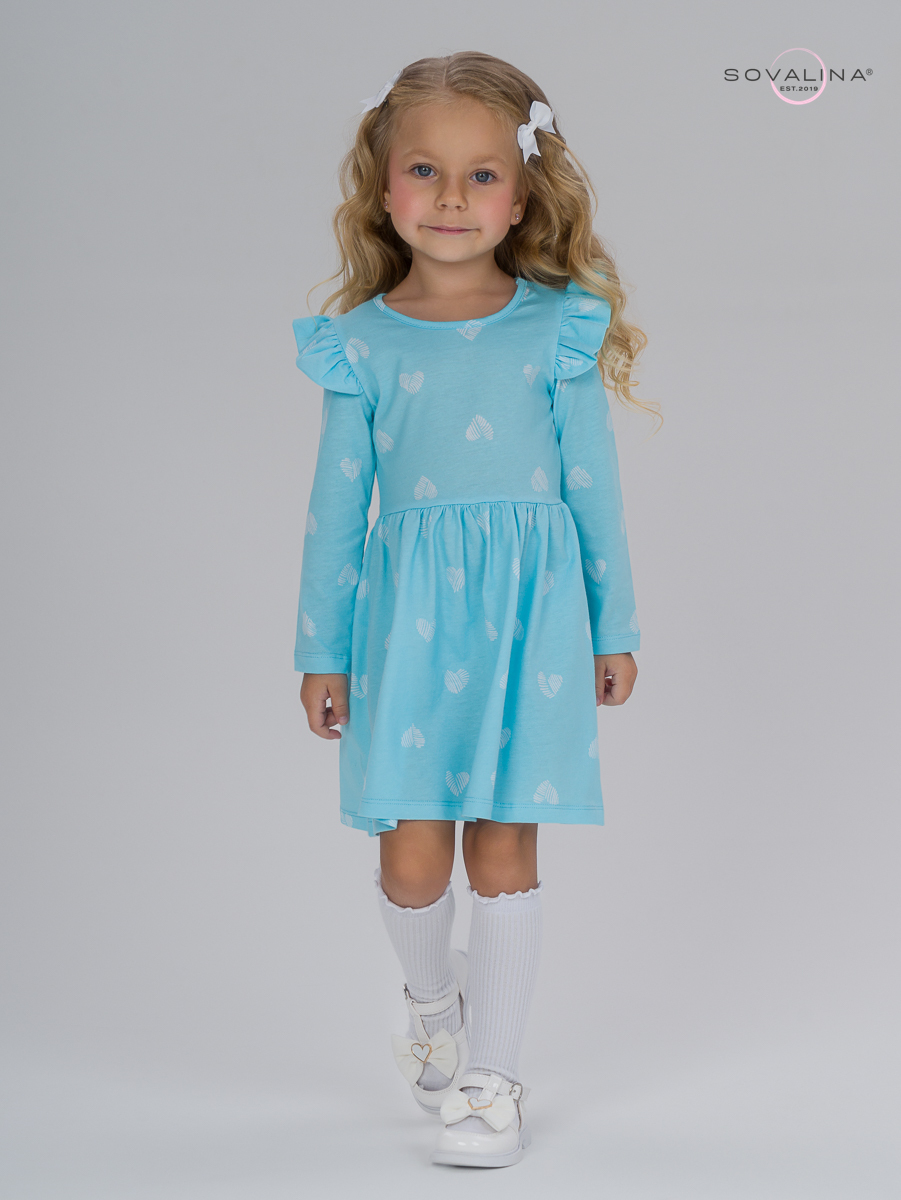 Платье Фея вязаное сердце голубой