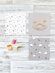 Сет из 3х пелёнок Mjölk Гуси/White Sand/Звёзды