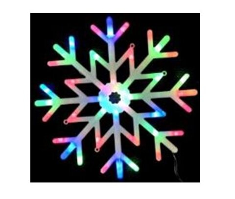 Снежинка белая, диод, 40см, в пакете, цвет-мульти, 40/2