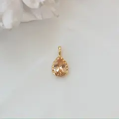 Подвеска Капля с персиковым фианитом, 15*8 мм, позолота, П431