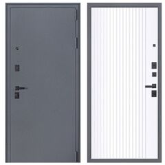 Купить Входная дверь Беркут букле графит ПВХ белый матовый