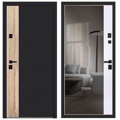 Купить Входная дверь Конструктор муар чёрный ПВХ белый матовый с зеркалом