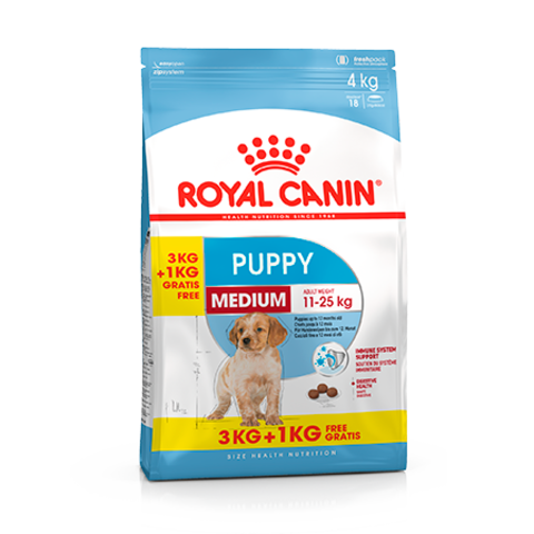 ПРОМО! Royal Canin Medium Puppy сухой корм для щенков средних пород 3+1кг