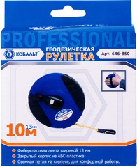 Рулетка геодезическая КОБАЛЬТ 10м x 13мм закрытый корпус (фибергласовая лента) (646-850) (Арт. 646-850)