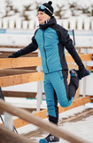 Премиальный костюм для лыж и зимнего бега Nordski Hybrid Hood Warm Light Blue