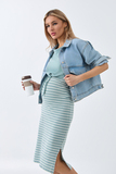 Костюм для беременных 16261 мята-тофу полоса+мята