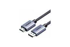 Кабель UGREEN DP125 (35842) DP Male To HDMI Male Cable 4K@30Hz, 2м, черный/серый