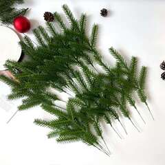 Еловые ветки искусственные, еловые лапки, 5 лапок на ветке, декор зимний, новогодний, 30 см, набор 30 веток
