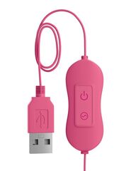 Розовая, работающая от USB вибропуля в форме кролика Cute - 