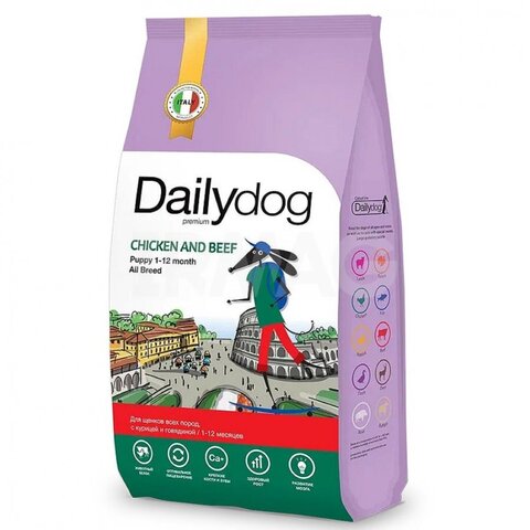 Dailydog Casual PUPPY ALL BREED корм для щенков всех пород с курицей и говядиной 3кг