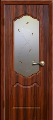 Дверь AIRON Канадка Анастасия, Пескоструйное стекло с художественным фьюзингом, цвет тёмный орех, остекленная