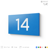 Табличка с номером 14 на дверь квартиры, для офиса, кабинета, аудитории, склада, голубая 120х70 мм, Айдентика Технолоджи