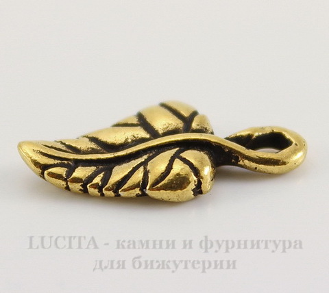 Подвеска TierraCast "Листик плюща" (цвет-античное золото) 16х8 мм