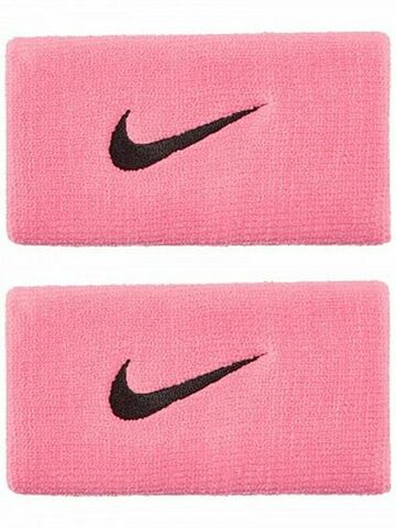 Теннисные напульсники Nike Swoosh Double-Wide Wristbands - pink gaze/oil grey