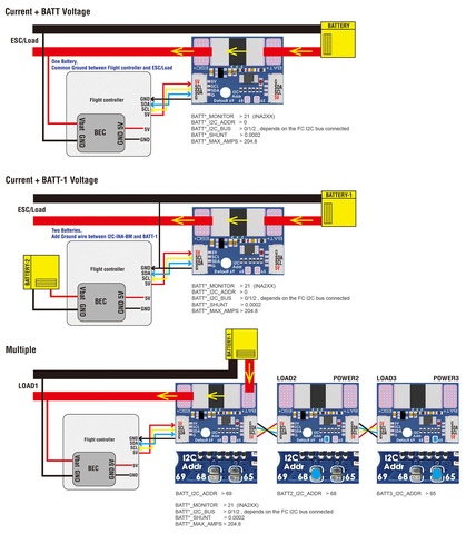 Датчик тока и напряжения Matek I2C-INA-BM (цифровой), шина I2C