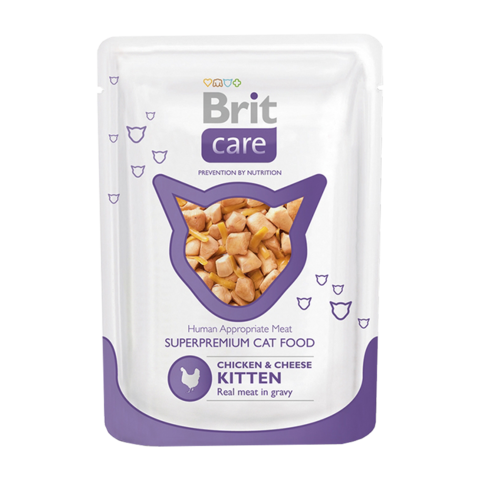 Brit Care Kitten Консервы для котят с курицей и сыром (пауч)