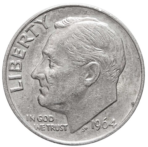 1 дайм (10 центов) 1964. США. Серебро. XF