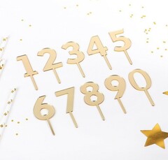 Набор топперов на торт «Цифры», 10 шт, 8х3 см, цвет золото