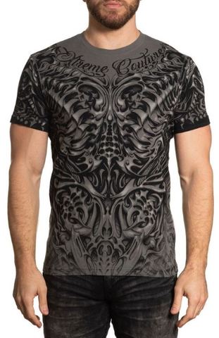 Xtreme Couture | Футболка мужская Biomech in grey X2014 от Affliction перед на модели