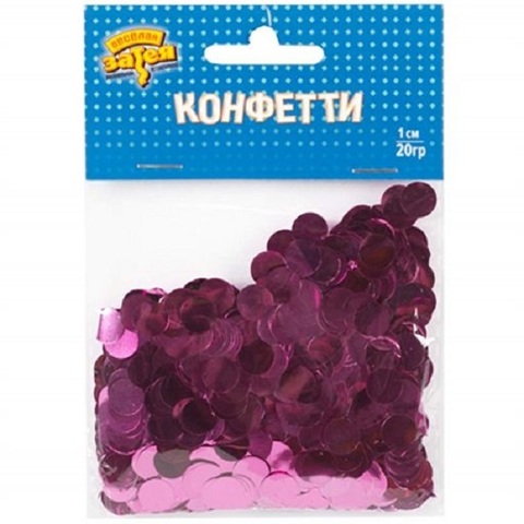 Конфетти фольга Круг, Ярко-розовый, 1 см, 20 г