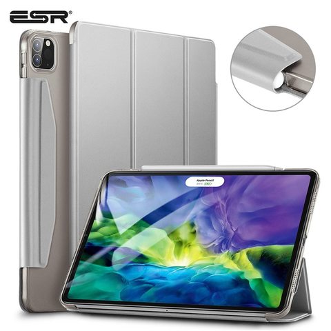 Ударопрочный магнитный чехол ESR Rebound Pencil Case для iPad Pro 11 2020 (серебристый)