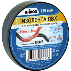 Изолента UNIBOB 15мм х 10 м, черная, 130 мкн