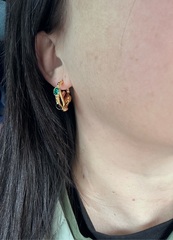 Серьги круглые (конго) FENDI из латуни с позолотой с цветными вставками