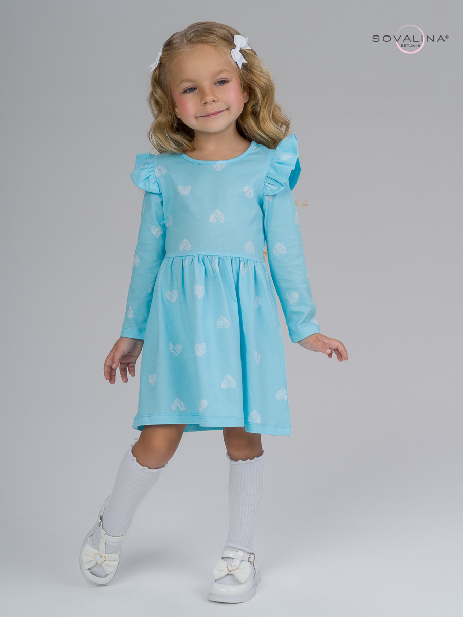 Платье Фея вязаное сердце голубой