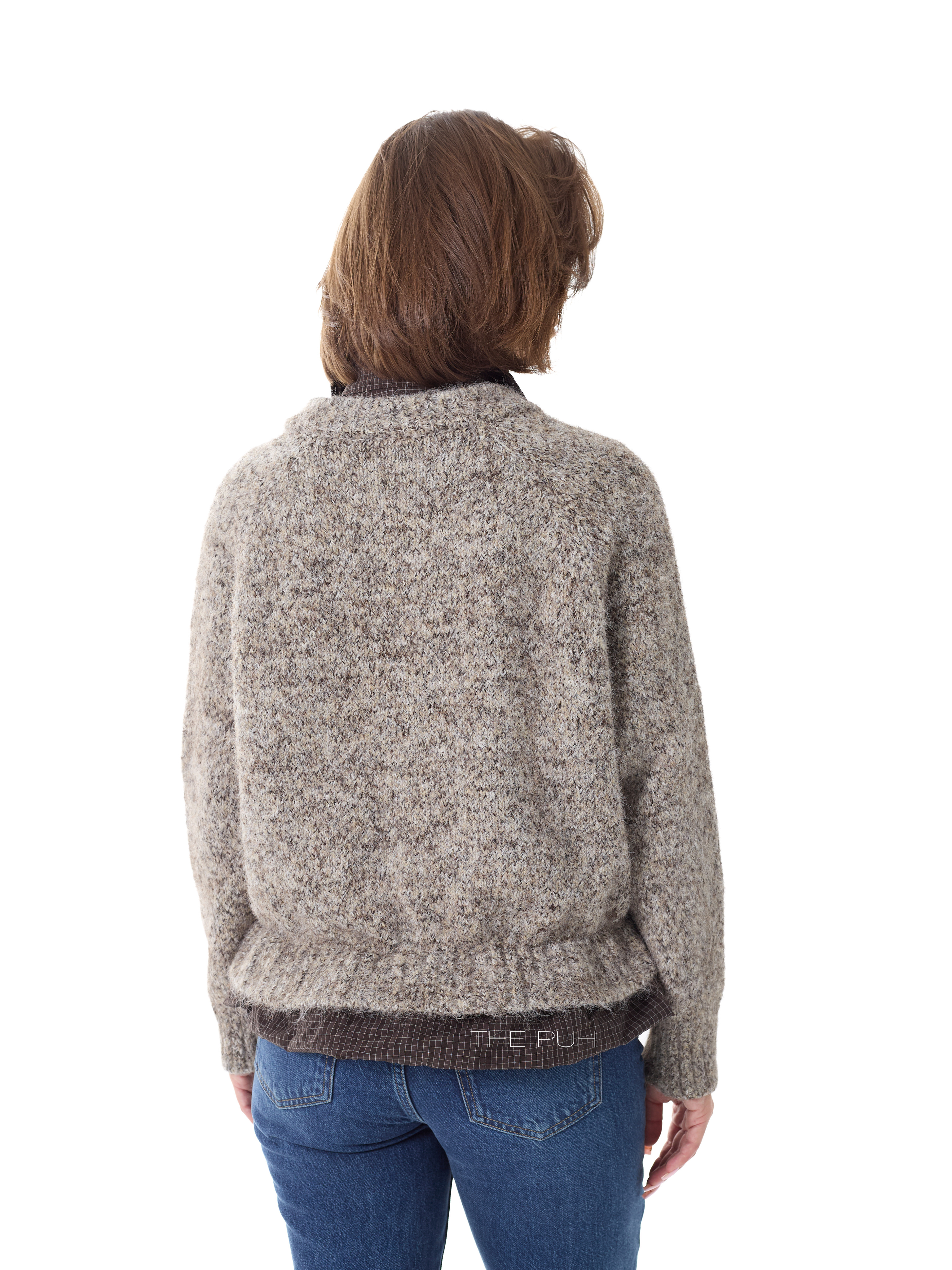 Комбинированная шоколадная рубашка-кардиган