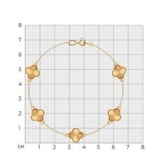 Браслет TRENDY gold из золота 585 пробы с подвесками клевер (гильоше)