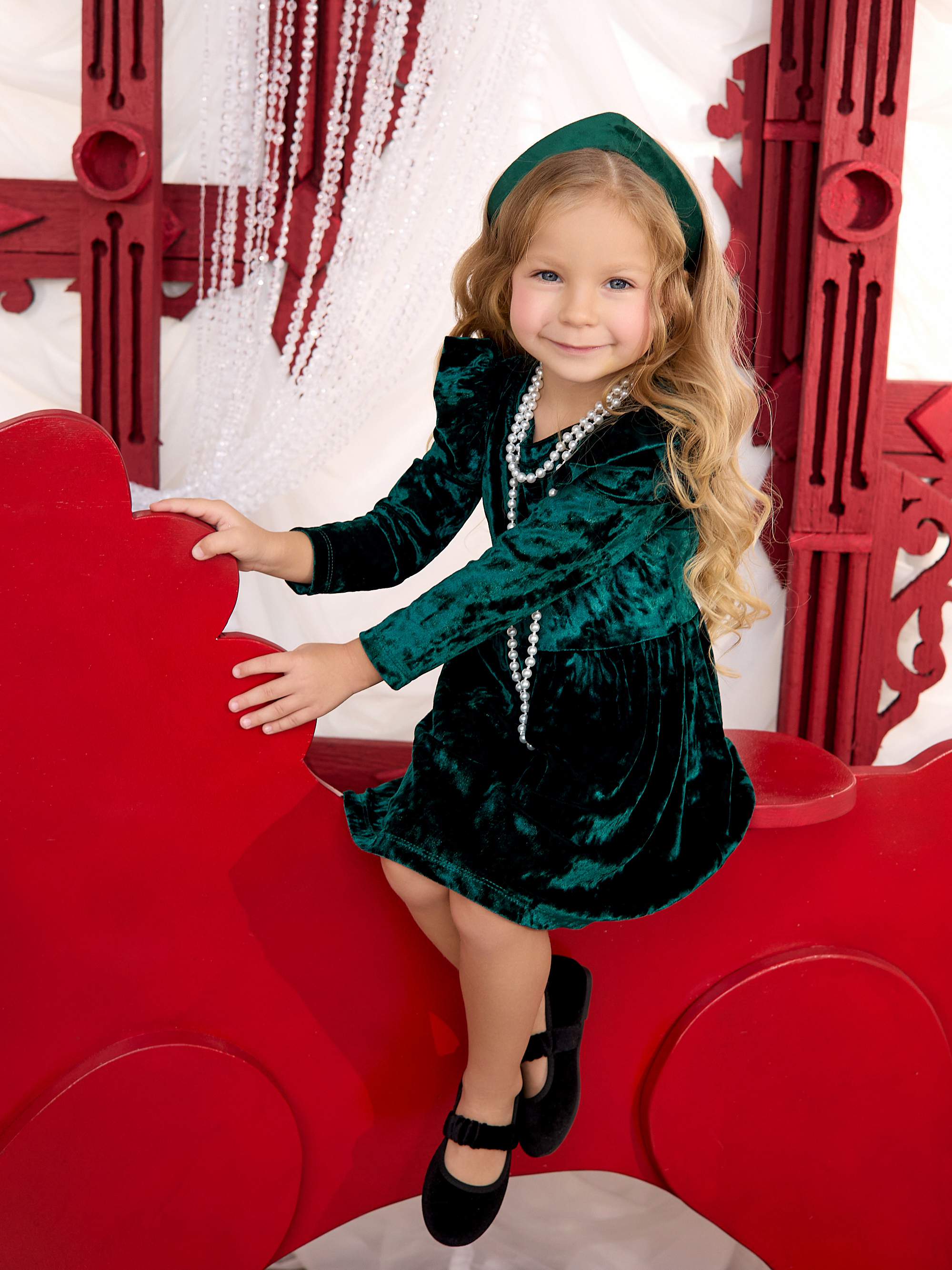 Платье Фея бархат изумруд