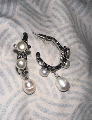 73145 - Серьги- конго с подвесками из речного жемчуга