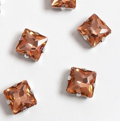 Стразы пришивные стекло в оправе, ш. 12 мм, розовый персик