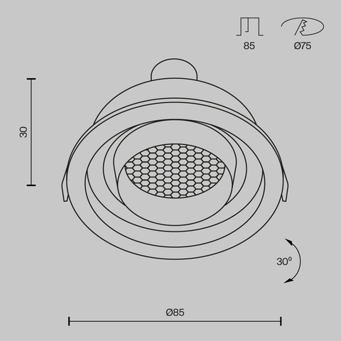 Встраиваемый светильник Maytoni Atom DL113-GU10-01-RD-B