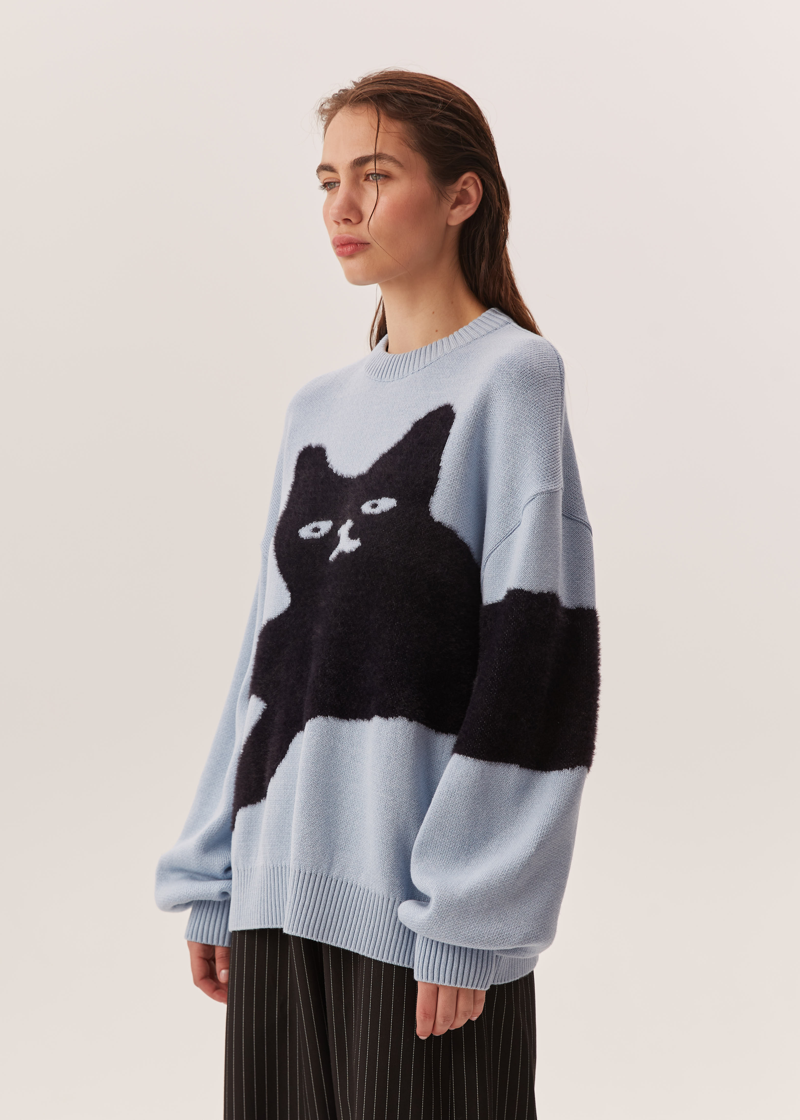 Джемпер CAT SURF голубой хлопок