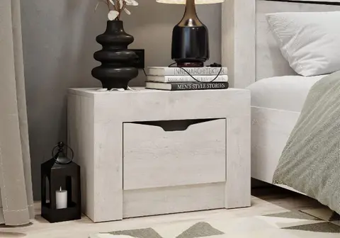 Тумба прикроватная Леонардо бетон пайн светлый / графит