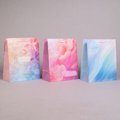 Пакет подарочный M вертикальный, Акварель, МИКС, 26*32*13 см (Д*В*Ш), 1 шт.